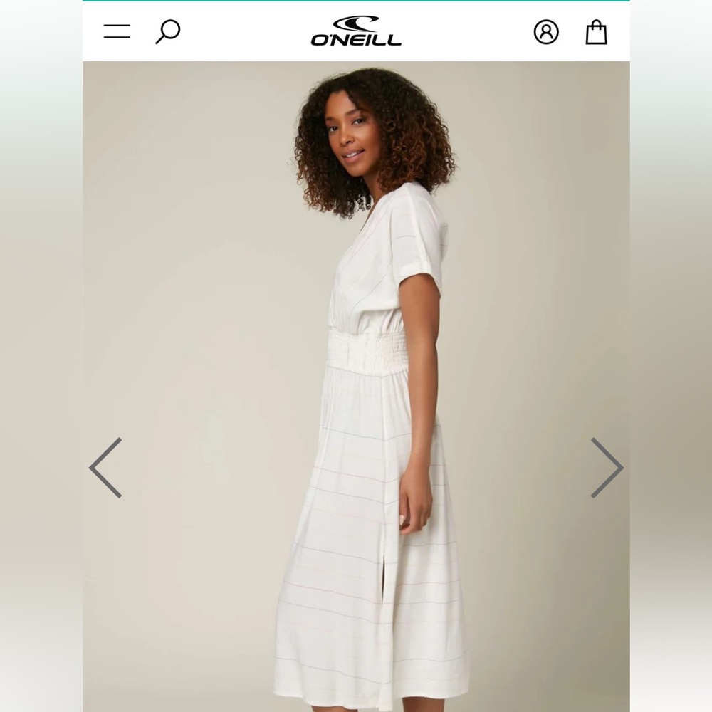 O'neill Ciara stripe midi dress, white, size small - Picture 3 of 10